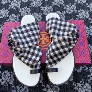 Tory Burch Selby Scarf Sandal Gingham Size 9.5